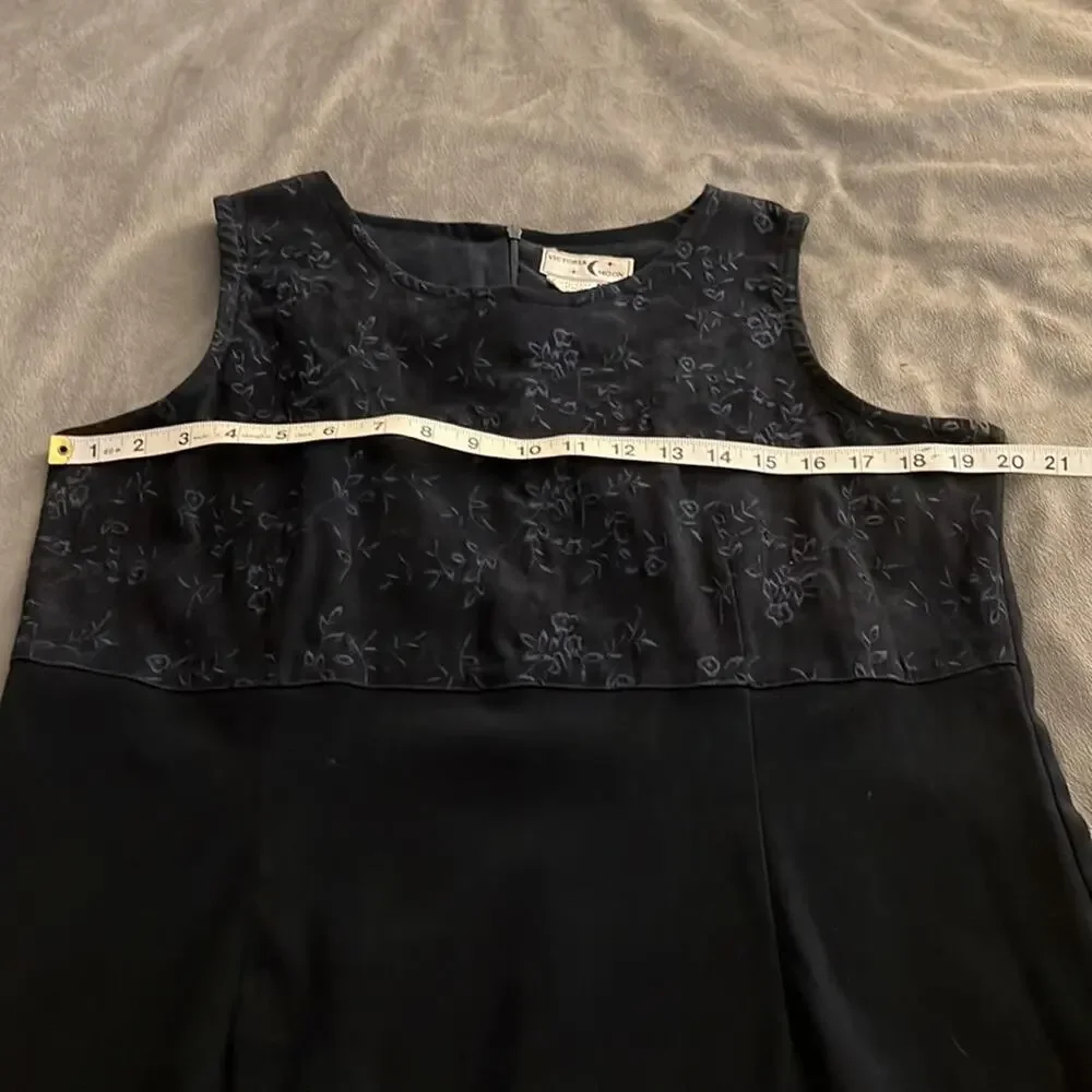 Victoria Moon Vintage Dark Navy Blue 2 Piece Dress and Coat Woman Size 14